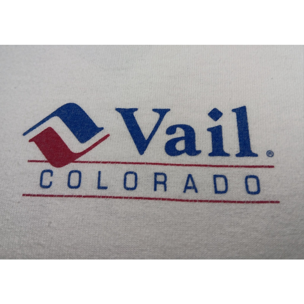 Vintage 90s Y2K VAIL COLORADO Adult Large T-shirt White Crewneck Gildan - Picture 5 of 8